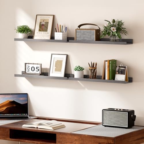 upsimples Floating Shelves for Wall Decor and Storage, Grey, 6Pcs 23.6'' - Image 6