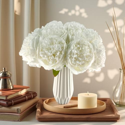 2 Bouquet 10Heads Artificial Fake Peony Flowers Silk Faux Flower for Home Office Party Wedding Decorations - Image 5