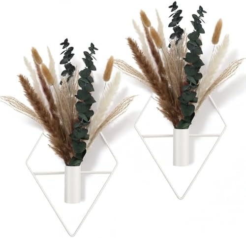 Jexine 2 Pcs Hanging Artificial Planters Wall Decor, White, Mixed Plants by Jexine