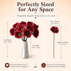Mandy's 10 Stems Red PU Poppy Artificial Flowers - Image 3
