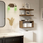 RICHER HOUSE 3-Set Brown Floating Wall Shelves, Bathroom Shelf Over Toilet - Image 6