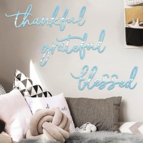 3 Pieces Thankful Grateful Blessed Letter Sign Metal Wall Decor - Image 7