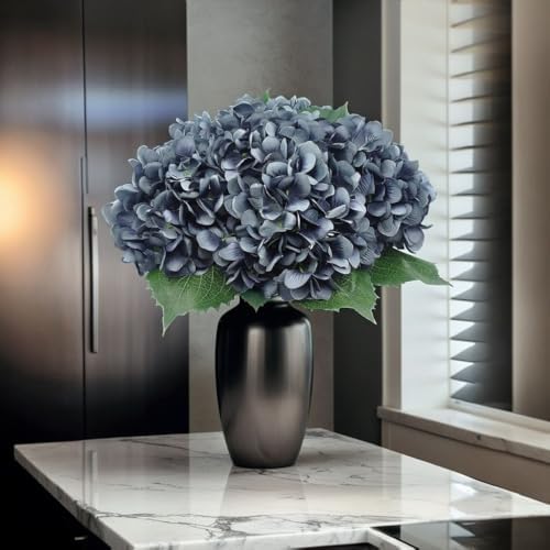 6Pcs 18" Grey Silk Hydrangea Artificial Flowers - Image 4