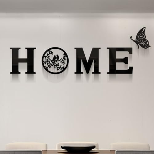 CrazyDeal Home Signs Decor Aesthetic Bird Wall Art Letter Wall decor for Living Room Bedroom Kitchen Farmhouse Wall Hanging Modern Decorations Large (Black Acrylic,49.2 X 15.7 Inch) - Image 2