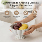 Pedestal Decorative Bowl Home Decor, 8" Footed Ruffle Fruit Bowl - Image 3