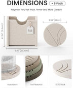 Fluxynara Felt Coasters with Holder, Set of 8 for Drinks, Linen Dusk - Wave - Image 2