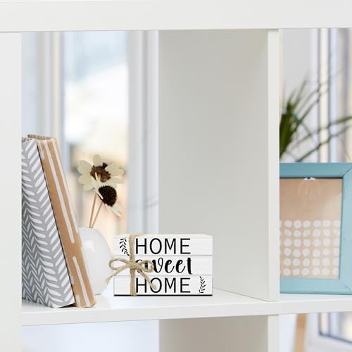 Mini Decorative Books for Home Decor, Small Rustic Wood Book Stack for Table Decor, Home Sweet Home Books for Living Room Bookshelf, Farmhouse Stacked Book Decorations (L32) - Image 4