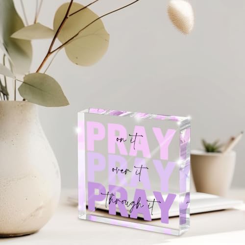 Purple Acrylic Sign 4x4, Desk Accessories for Women, Christian Room Decor - Image 6