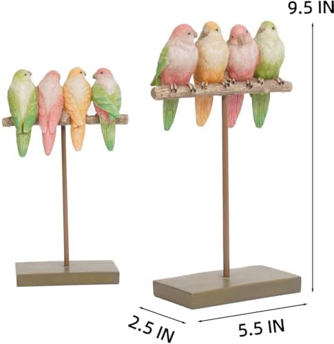 Braxio Bird Figurines Home Decor – Resin Tabletop Pink Bird Decor for Shelf Bookcase Dresser Modern Farmhouse Decorative Accent for Living Room Bedroom Office Gift - Image 4