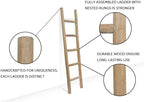 FUIN Blanket Ladder, 57in Rustic Wood Decor Rack, Fully Assembled, Brown - Image 3