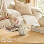Woven Pear Decor, Decorative Fruit Figurine with Gold Stem, Resin Pear Sculpture, Farmhouse Tabletop Decor for Living Room, Kitchen, Shelf - Image 2