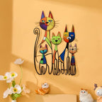 Wesiti Metal Cat Wall Art Decor Colorful Sculptural Mid Century 10.6x15.7 - Image 3