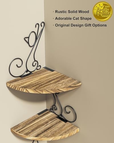 Alsonerbay 4-Tier Cat Shaped Corner Shelf Wall Mount, Carbonized Black - Image 4