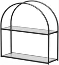 Crofy 2-Tier Arched Wall Shelf with Black Frame & Transparent Shelves by CrofyLLC