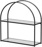 Crofy 2-Tier Arched Wall Shelf with Black Frame & Transparent Shelves by CrofyLLC