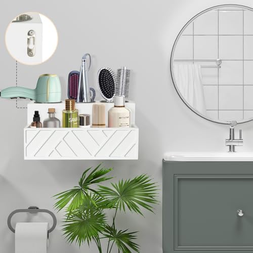 Hair Tool Organizer, Hair Dryer Holder Wall Mounted, Bathroom Countertop Organizer for Bathroom Accessories, Blow Dryer Organizer for Curling Iron, Hair Styling Tools, Vanity Organizer for Makeup - Image 4