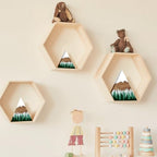 3 Pcs Mountain Shelf Decor Mountain Wooden Wall Decor Forest Art, Green - Image 2