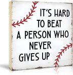 TOUNER It's Hard To Beat A Person Wooden Box Sign Funny Baseball Decor by TOUNER