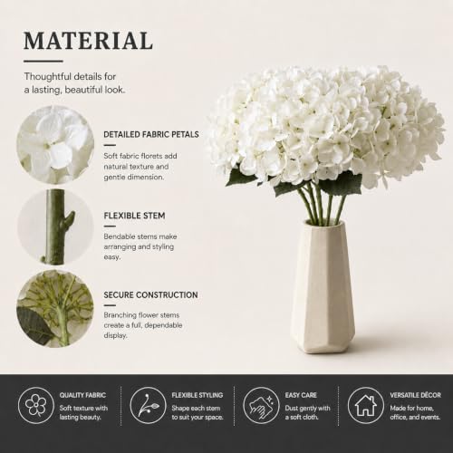 Mandy's 3 Stems Artificial Cream Hydrangea Flowers - Image 4