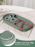 INGOFIN 7" Ceramic Bathroom Vanity Tray- Bathroom Organizer Countertop Tray for Perfume, Jewelry, Candles, Small Kitchen Counter Soap Tray, Decorative for Bathroom Vanity, Toilet Tank, Green - Image 5