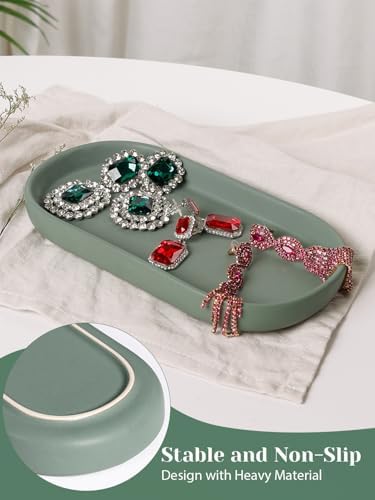 INGOFIN 7" Ceramic Bathroom Vanity Tray- Bathroom Organizer Countertop Tray for Perfume, Jewelry, Candles, Small Kitchen Counter Soap Tray, Decorative for Bathroom Vanity, Toilet Tank, Green - Image 5