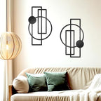 OYEFLY 2 Pcs Metal Abstract Wall Art,Modern Geometric Decor (Black, style 1) - Image 2
