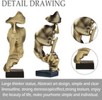 aboxoo Thinker Statue, Silence is Gold Abstract Art Figurine, Modern Home Resin Sculptures Decorative Objects Shelf Decor,Tabletop for Home Decor,Man Office Study Desk Statue (Large Gold) - Image 6