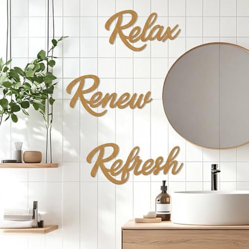 3 Pcs Bathroom Wall Decor Bathroom Wall Art Relax Renew Refresh - Image 4