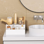 HIIMIEI Hair Tool Organizer, Acrylic Hair Dryer Holder, Bathroom Countertop Blow Dryer Stand Storage, Vanity Organizer for Accessories, Makeup, Flat Irons, Curling Irons, and Toiletries (White) - Image 6