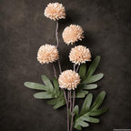12Pcs Beige Faux Silk Mums Artificial Flowers Bulk with Eucalyptus Stems - Image 2