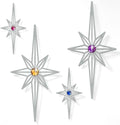 sxnzequnze 4 Pcs Star Wall Art for Home Decor Living Room Bedroom Office Metal 3D,Bling,with Hanging Hook Starburst Midcentury Sculpture Retro Gallery Accent Celestial -Silver 16.5in/9.4in by sxnzequnze