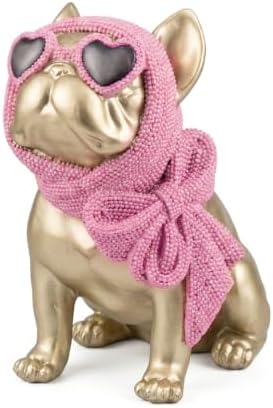 Gold French Bulldog Statue, Resin Dog Figurine Sculpture Decor by ZHAOXIANG