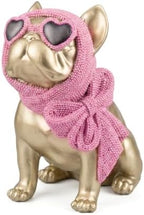 Gold French Bulldog Statue, Resin Dog Figurine Sculpture Decor by ZHAOXIANG