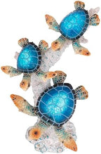 Sea Turtle Statue Triple Turtles Swimming on Coral Reef Base – Ocean-Inspired Polystone Figurine for Coastal, Beach & Nautical Home Decor – Tabletop Accent Sculpture (Blue, 9.5”) - Image 4