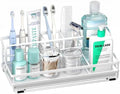 HapiRm Toothbrush Holders for Bathroom - 5 Partitions Bathroom Counter Organizer with Instant Drying Stone, Stainless Steel Countertop Storage Electric Toothbrush Toothpaste Holder - White(Large) by HapiRm