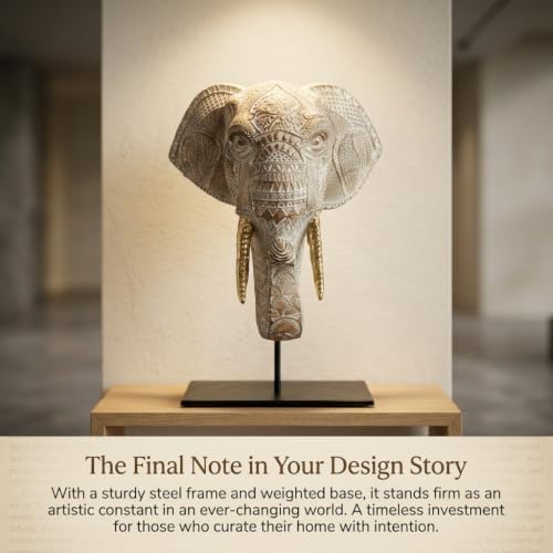Carved Wood Elephant Statue Home Decor Living Room Luxury Gift - Image 6