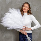 Faux Pampas Grass, 9 PCS 37''/3.1FT Tall Fluffy Fake Pompas Floral, Large Artificial Pompous Grass Branches for Floor Vase Fillers, Boho Farmhouse Room Wedding Decor (White) - Image 2