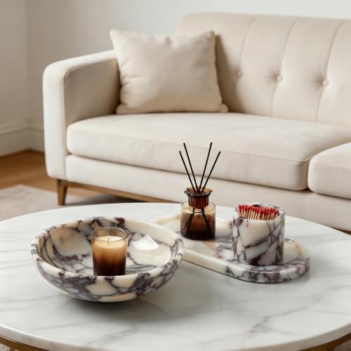 Luxury Natural Marble Fruit Bowl, Large Serving Dish Centerpiece Home Decor - Image 6
