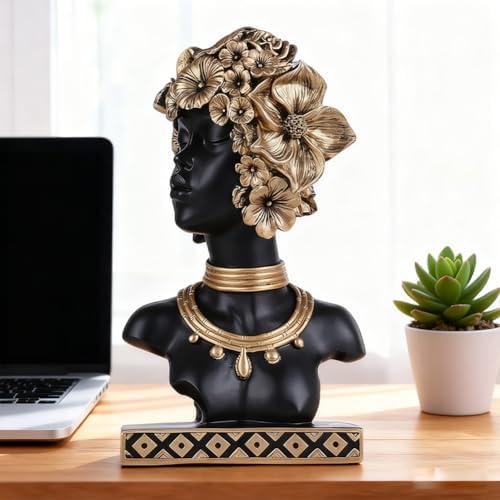 African American Woman Bust Statue, Vintage African Figurines and Sculptures, Elegant Art Decor for Home and Office, Ornamental Accent for Living Room, Bookshelf – Perfect Housewarming Gift - Image 5