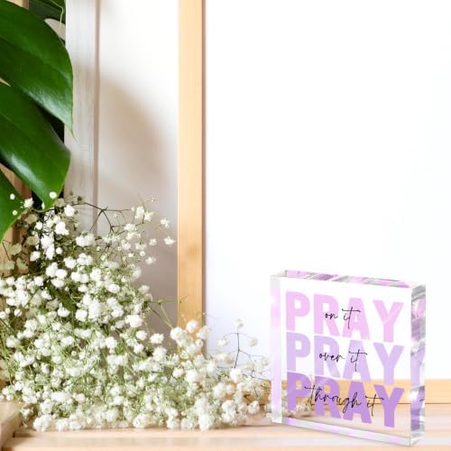 Purple Acrylic Sign 4x4, Desk Accessories for Women, Christian Room Decor - Image 3