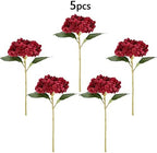 6Pcs 18" Burgundy Red Silk Hydrangea Artificial Flowers - Image 3
