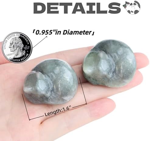 QINJIEJIE Cat Decor Statue White Labradorite Crystal Healing Stone Figurine - Image 3