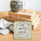 Inspirational Bible Verse Give Us This Day Our Daily Bread Wooden Box Sign Scripture Desk Decor Rustic Scripture Wood Block Plaque Box Sign for Home Office Shelf Table Decoration - Image 6