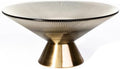 Tapered Glass Decorative Bowl(Coffee Brown) ,9.8 Inches Handblown Striped Design Glass Bowl with Rust Resistant Metal Base,Decor Fruit Bowl for Home Decor,Table Centerpiece,Kitchen Island,Dining Decor by Unknown