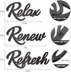 3 Pieces Bathroom Decor Black Bathroom Wall Art Relax Renew Refresh - Image 3