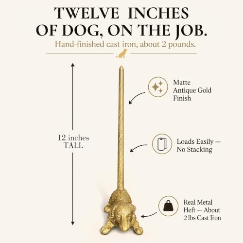 WallCharmers Gold Dog Paper Towel Holder & Metal Toilet Paper Holder Stand - Image 3