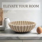 LIN CHUAN Ruffle Decorative Bowl, Large Fruit Bowl, Artificial Stone Beige - Image 6