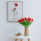 ONLY ART Artificial Red Tulips 20 Pcs – 13.5 Inch PU Faux Flowers with Bendable Stems for Home Décor, Wedding Centerpieces, DIY Floral Arrangements, New Year and Valentine's Day - Image 3