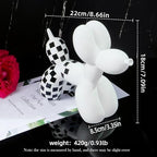 Notakia Black and White Checkered Racing Car Pattern Balloon Dog Statue Crafts Living Room Desktop Decorations,Handmade Modern Small Shelf Decor Animal Statue Ornament Home Decor (Big White Dog) - Image 2