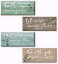 4 Pieces Christian Bible Verses Wall Decor Wooden Religious Art Green Sage Bathroom Decor Religious Gifts for Women Office Home Bedroom Bathroom Living Room(Fresh 10x4 Inches) by Unknown